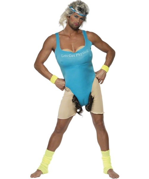 Lets Get Physical Workout Joke Bodysuit Unisex Mens Fancy Dress Funny ...
