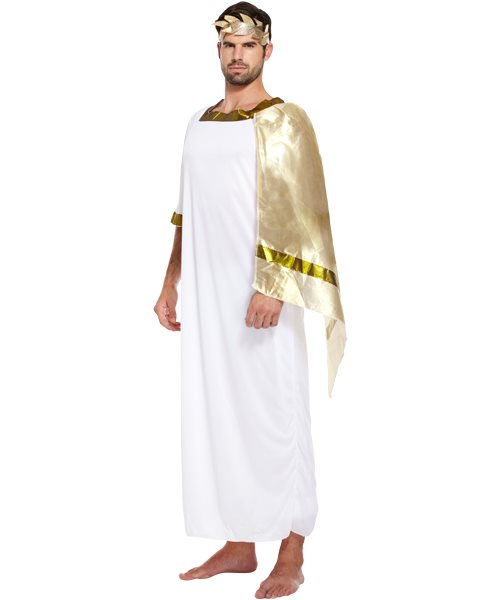 ADULT ROMAN GOD KING GREEK WHITE TOGA DRESS UP OUTFIT Mens fancy dress ...