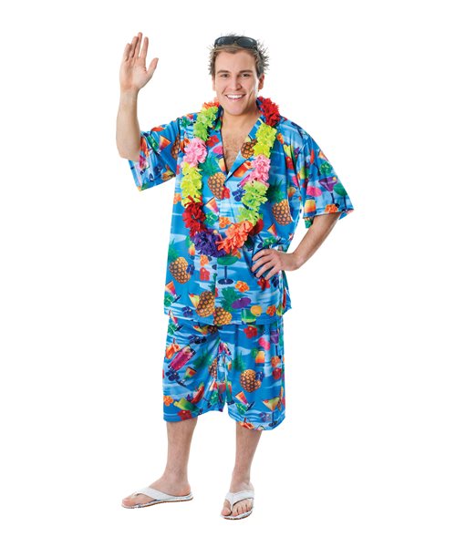 HAWAIIAN BEACH PARTY SURFER SUIT - One Size Plus XL - mens fancy dress ...