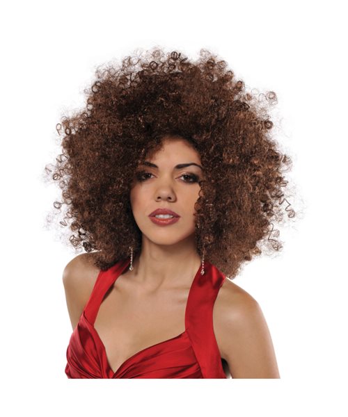 Details About 70 S 1970s Disco Fever Brown Runway Afro Wig Big Hair Womens Fancy Dress Costume